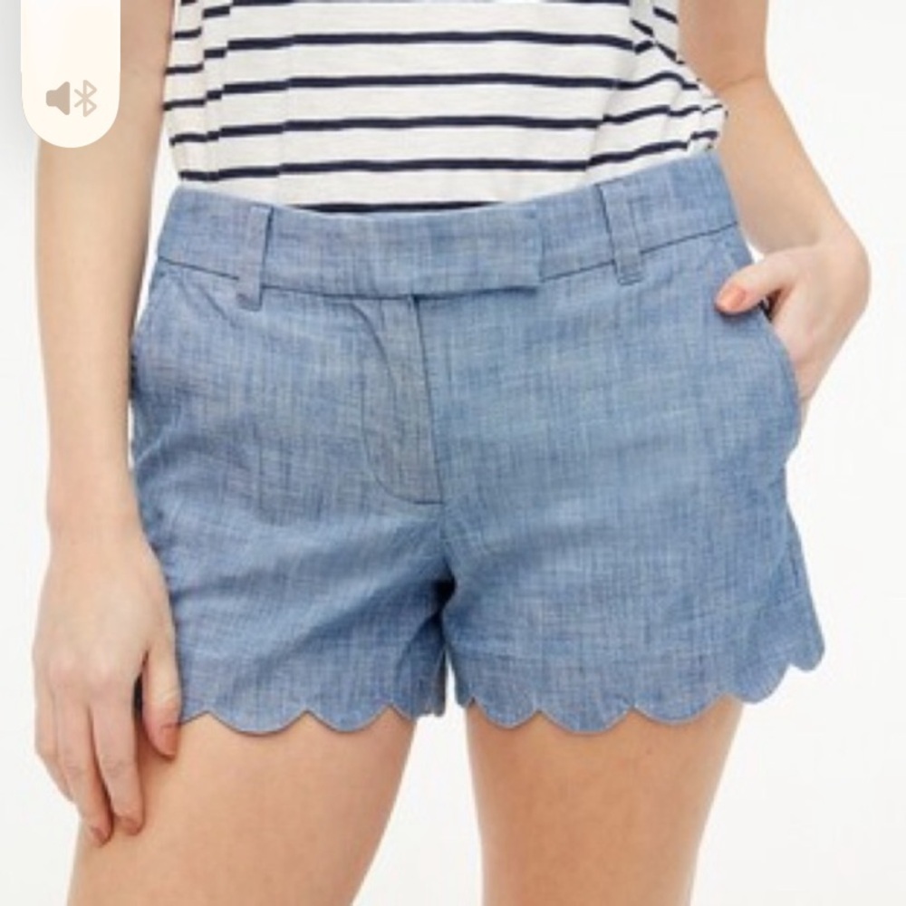 J. Crew Blue Scalloped Hem 100% Cotton Denim Shorts 10